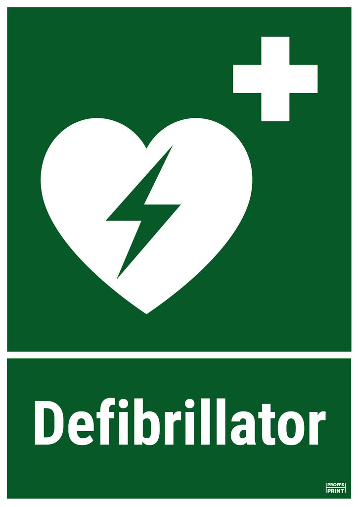 nodskyltar- Defibrillator-text