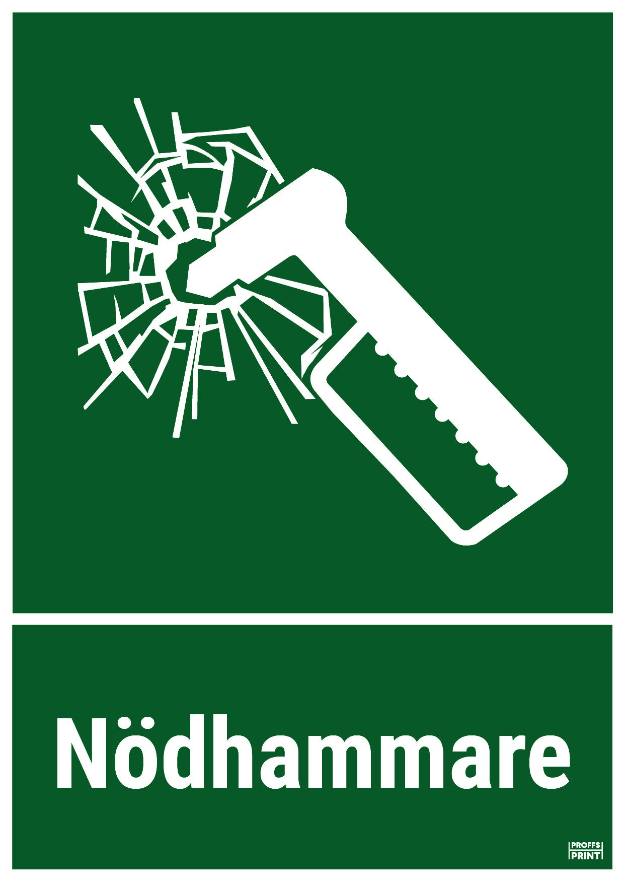 nodskyltar- Nödhammare-text