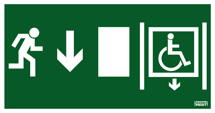 nodskyltar- rullstol-hiss-riktning-ned