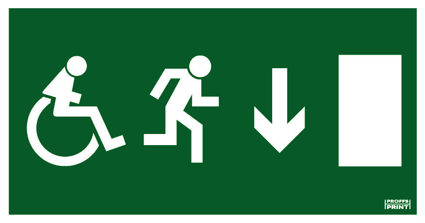 nodskyltar- rullstol-riktning-ned