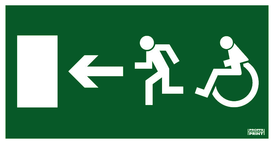 nodskyltar- rullstol-riktning-vänster