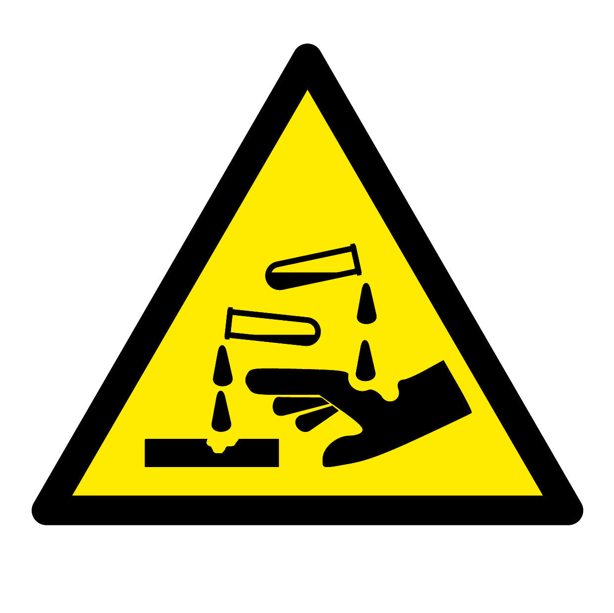 varningsskyltar- Frätande-ämne-ISO-utskuren