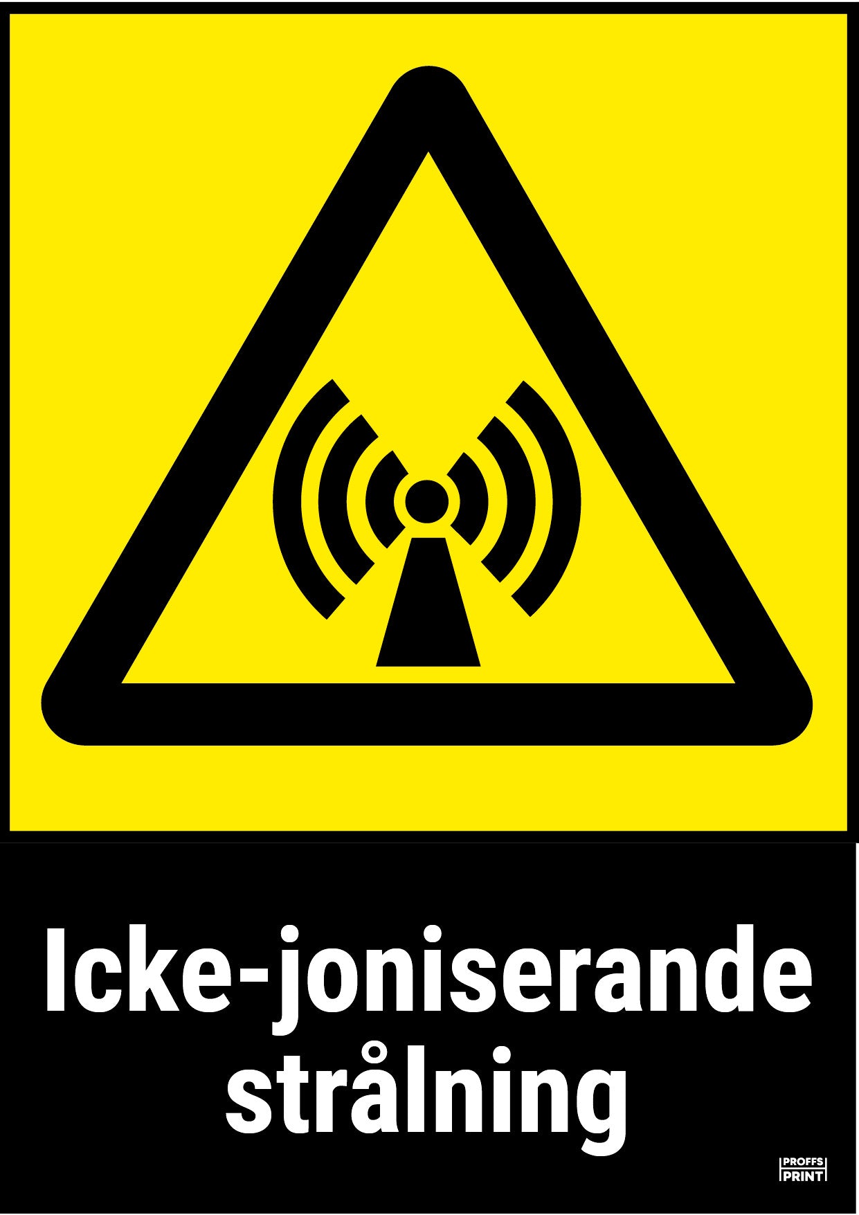 varningsskyltar- icke-joniserande-strålning-gul-svart