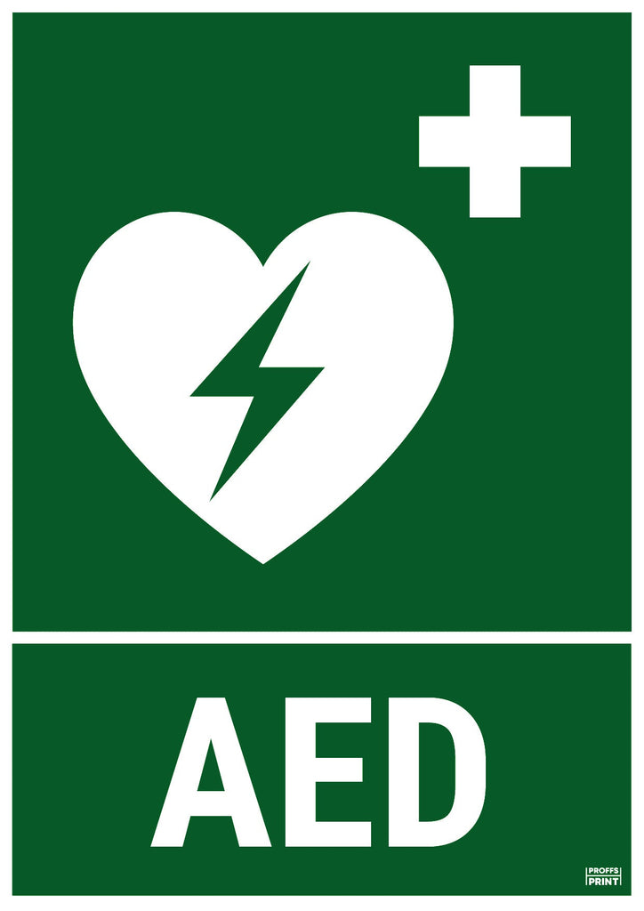 nodskyltar- AED-hjärtstartare-text