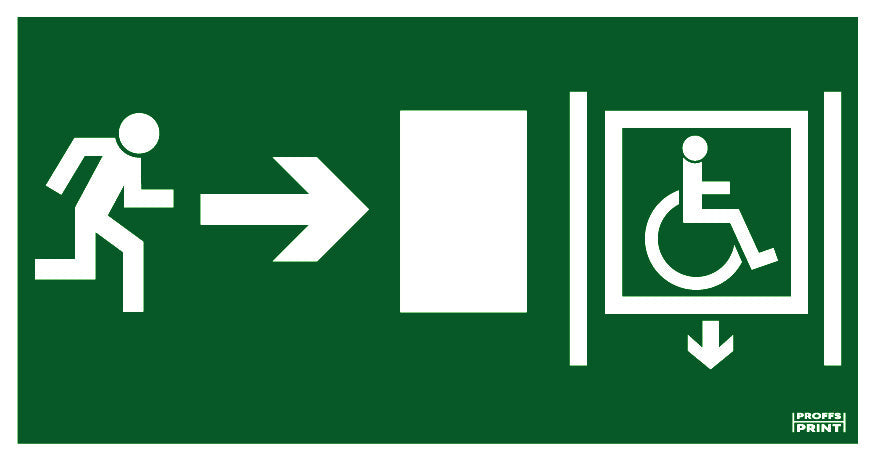 nodskyltar- rullstol-hiss-riktning-höger