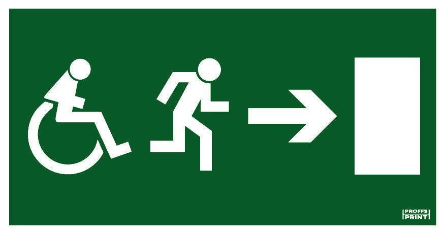 nodskyltar- rullstol-riktning-höger